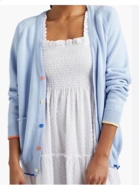 Hill House Light Blue Cardigan with Multicolor Buttons